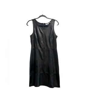 Halogen Black Leather Zip Up Mini Dress Moto